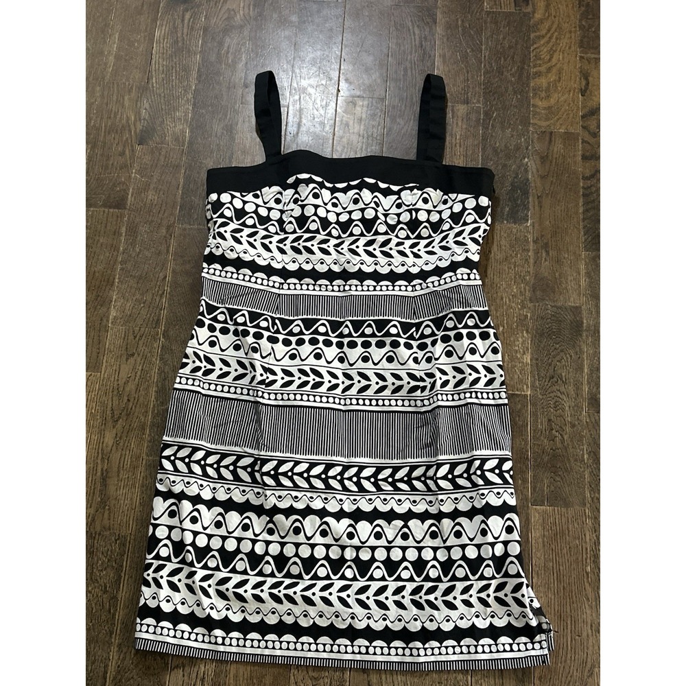 Citrine Canada Black And white Shift Dress Knee Length Sz 16 Cotton Spandex‎